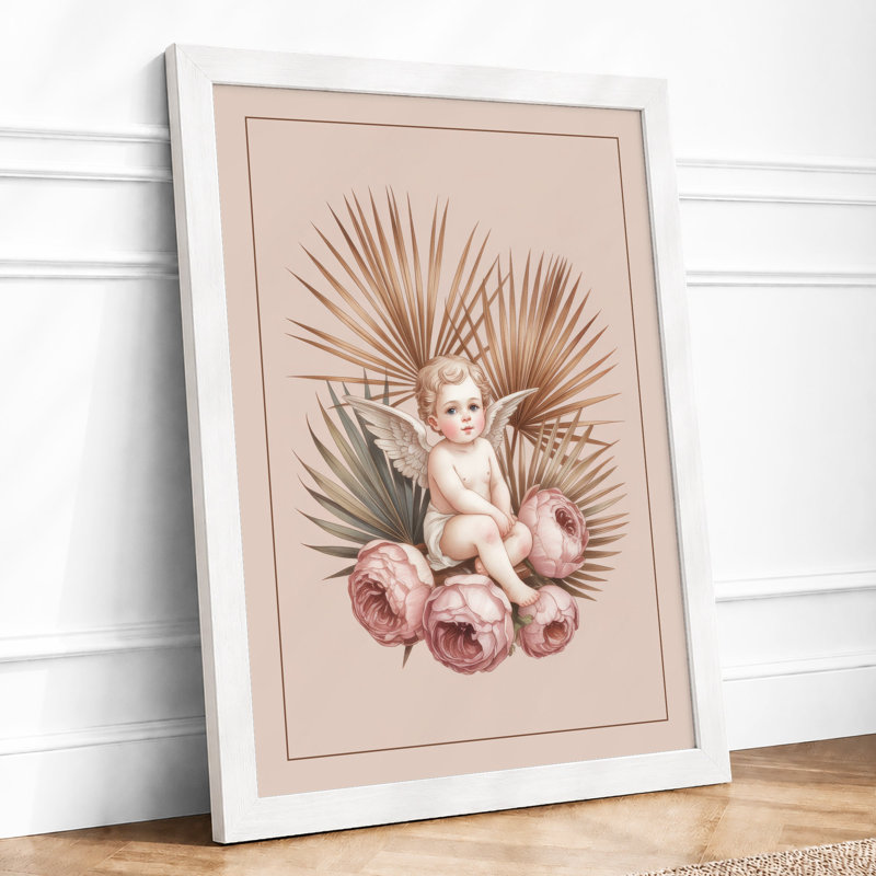 Cherub Among Roses Vintage - Print, A3 - 42.0 x 29.7 cm, White