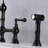 Bridge Style Kitchen Faucet With Dual Handles In Matte Black And Pull-Out Side Spray, 360 Turning High Penetrating, Rust, , Leak-, Brass Produced Handle Rotating Flow, Fabricated