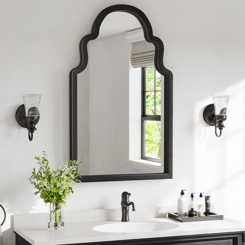 Modern Traditional Solid Wood Arch Wall Mirror 