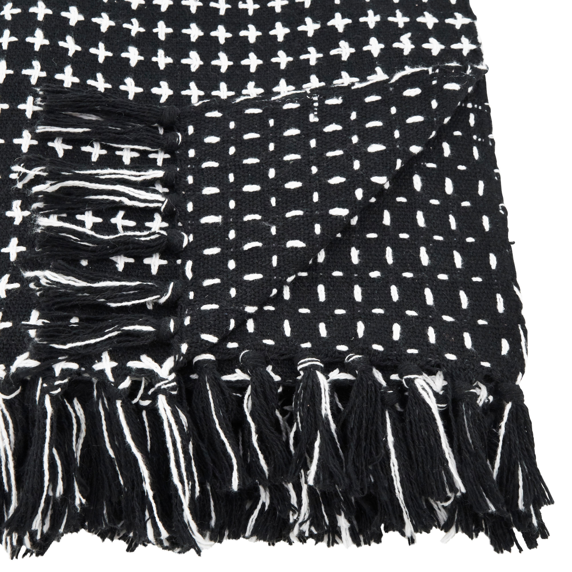 Fairdale Cotton Hand Woven Throw Blanket, Black