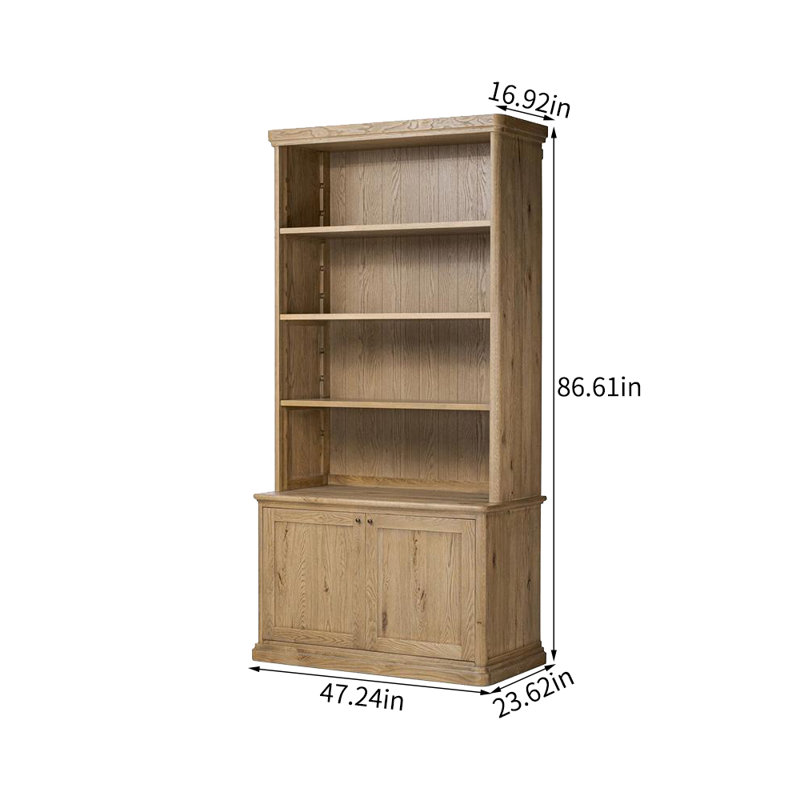 Bibliothèque simple en bois vieilli rétro, Brun
