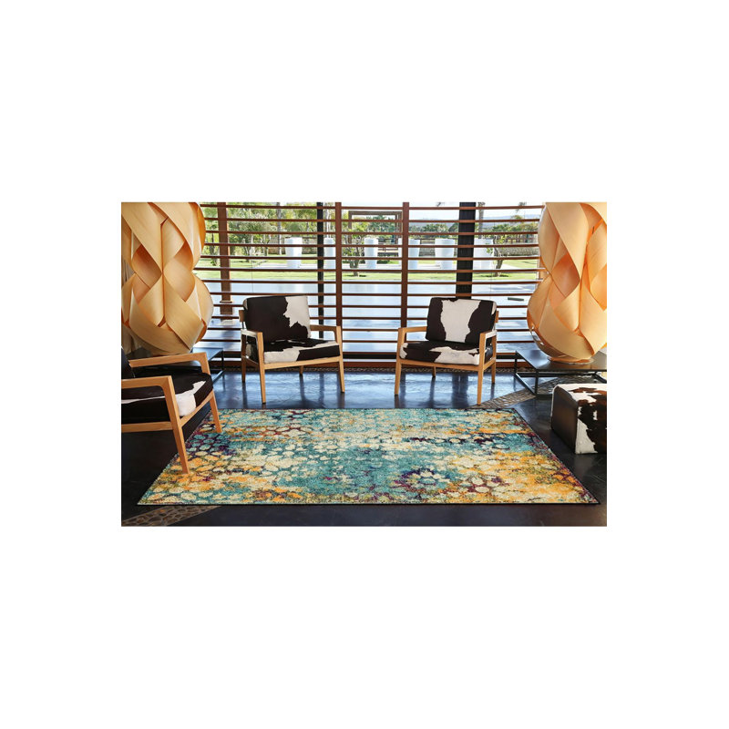 Tapis lavable moderne en forme de flocon de neige, Carré 3 pi 3 po 