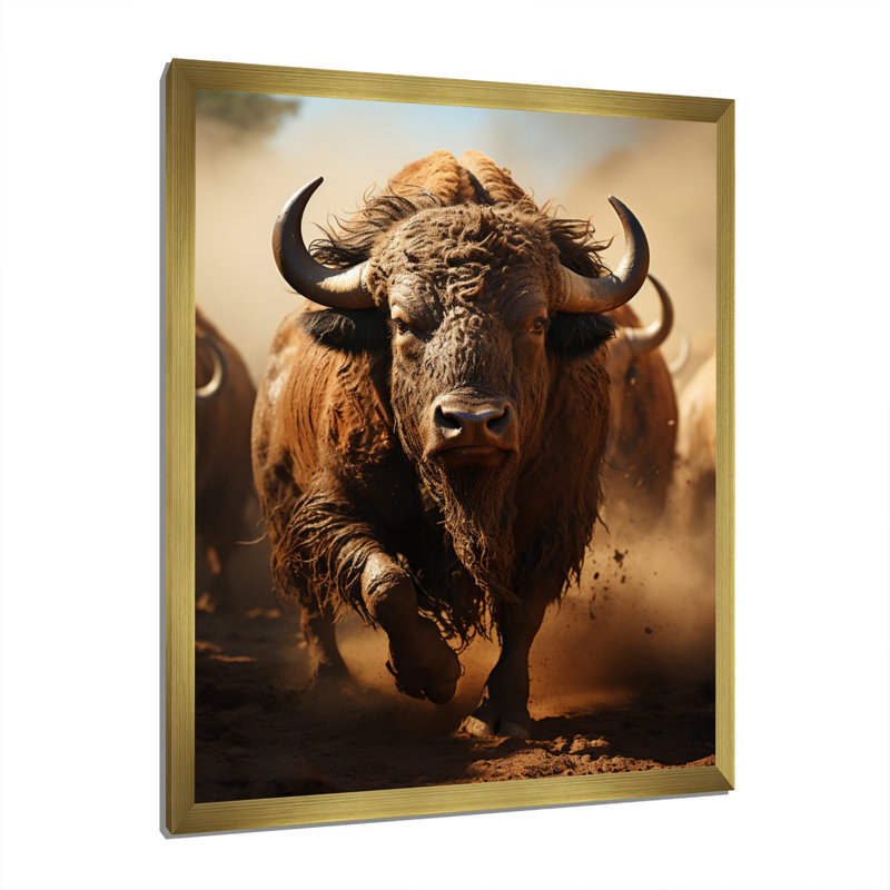 Kembre Native Art Buffalo Thunder - impression, H 20 po x l 12 po x P 1 po, Encadrement doré