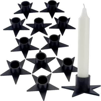 12 pièces de bougeoirs à chandelle noire Pentagram