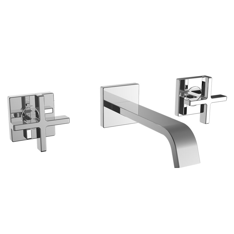 Wall Mounted Bathroom Faucet with Drain Assembly, Polished Chrome