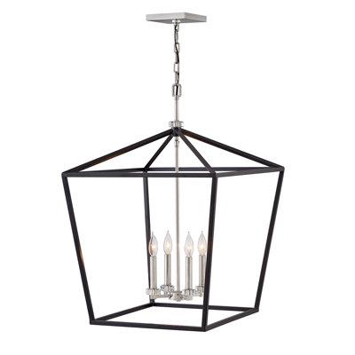 Stinson 4 - Light Lantern Geometric Chandelier with Crystal Accents