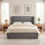 Structure de lit tapissier Annek avec rangement relevable, tête de lit à oreilles de H 40,9 po, lattes de bois et structure en métal, plusieurs tailles et options de tissu disponibles-1542131015-1542829531