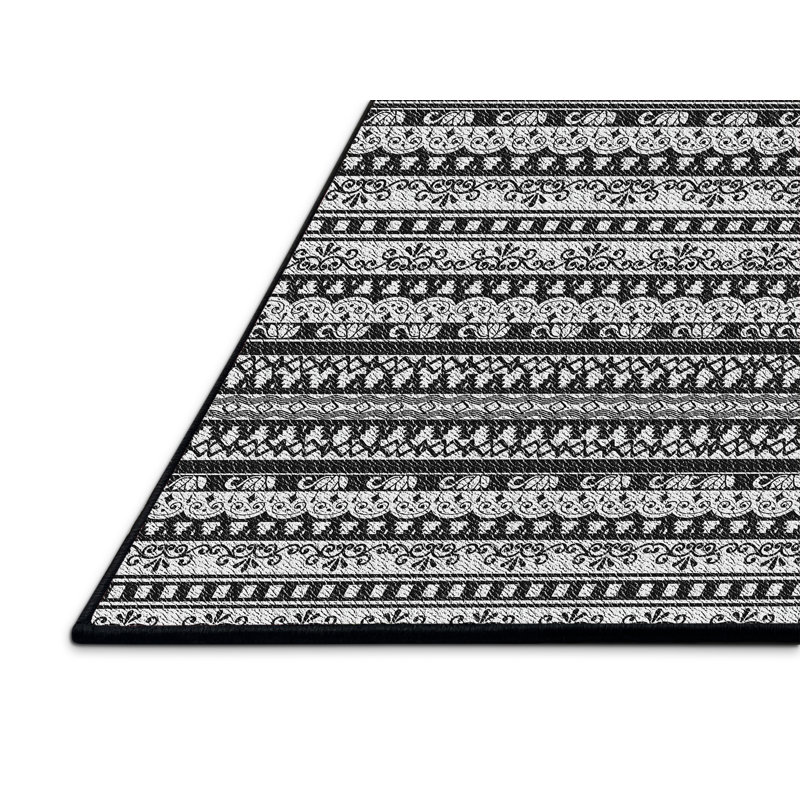 Tapis noir/blanc à motifs Lamentin, Rectangle 5 pi x 7 pi