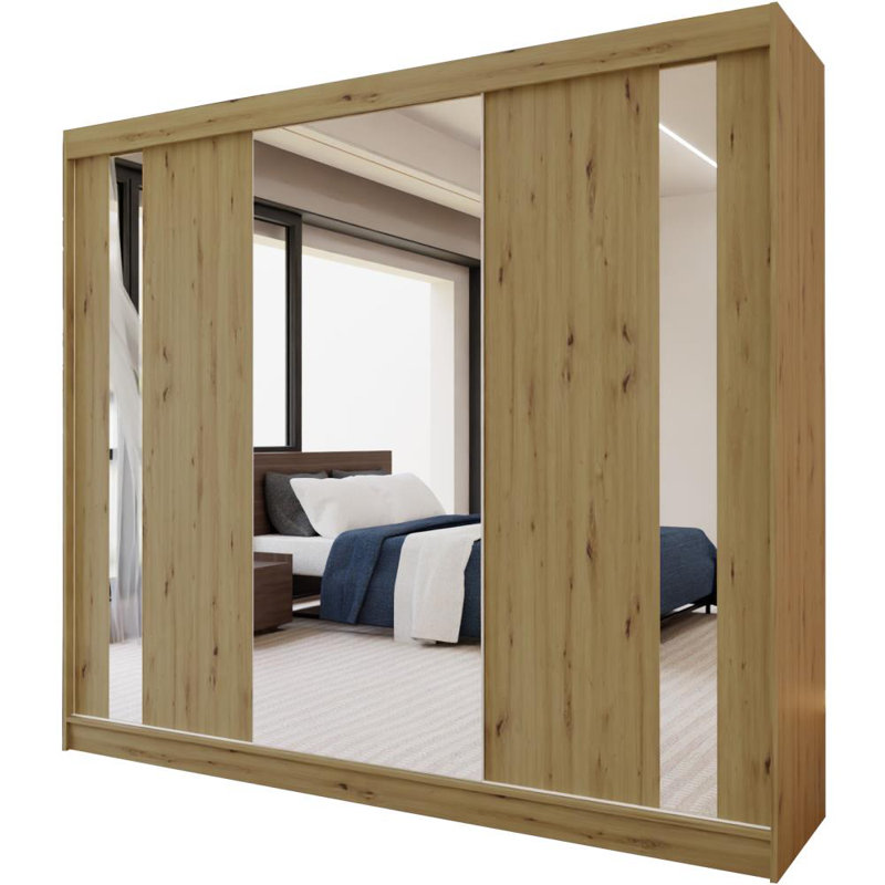 Dealie 3 Door Sliding Wardrobe, Natural
