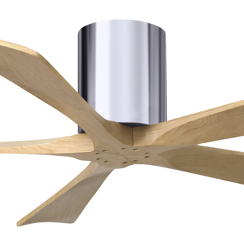 60" Irene 5-Blade Hugger Ceiling Fan with Wall Remote, Textured Bronze, 52", Light Maple Tone