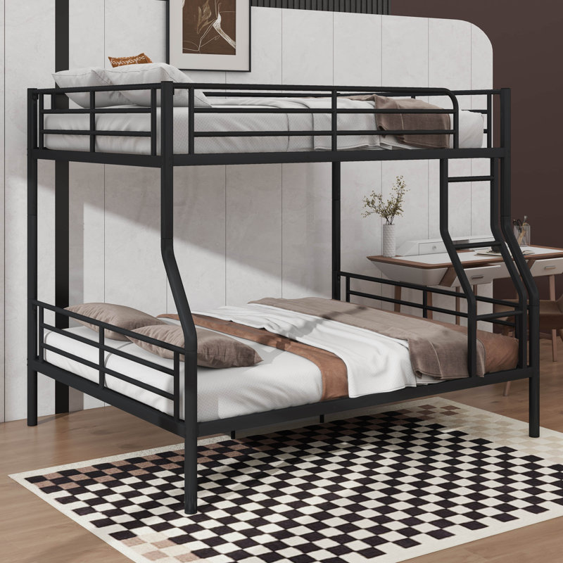 Full XL Over Queen Metal Bunk Bed, Black
