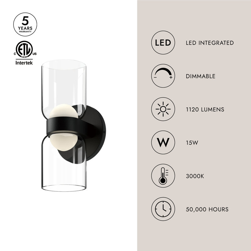 Cedar 1 - Light LED Up & Downlight, Black