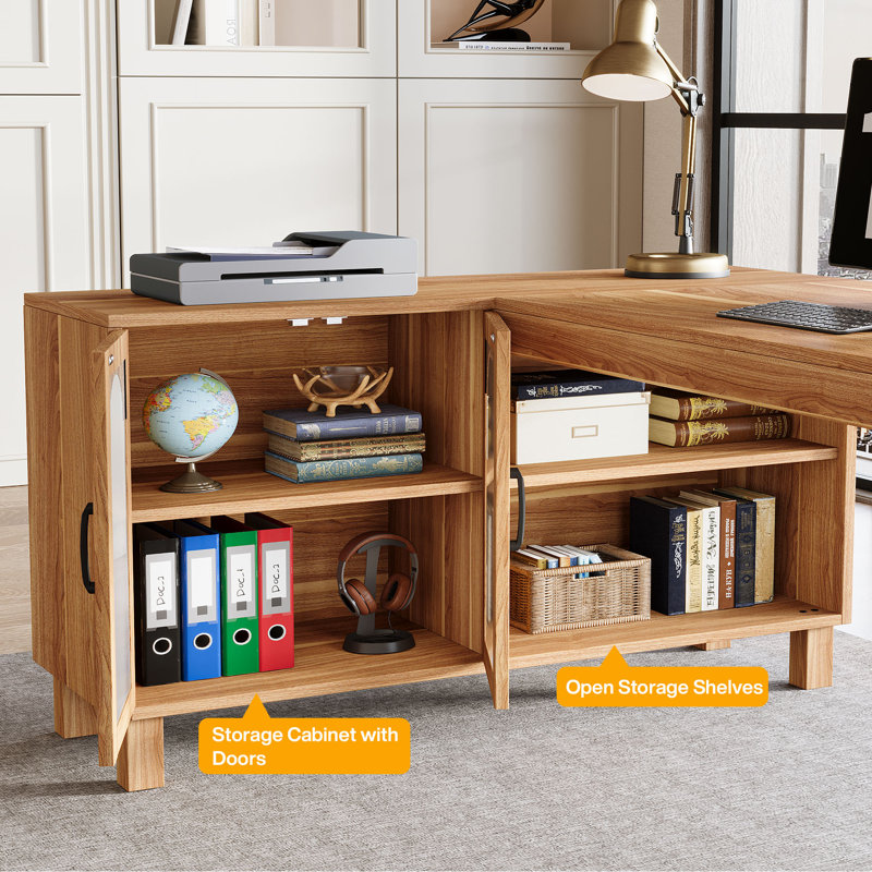 L-Shaped Executive Desk, Brown