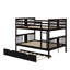 Lit double superposé au-dessus d'un lit double avec lit gigogne simple et échelle-791754253