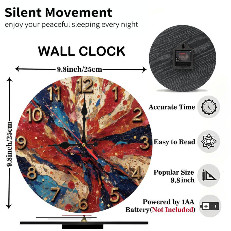 Horloge abstraite à chiffres dorés