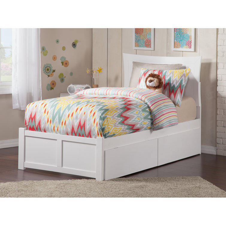 Flagg Solid Wood Storage Platform Bed with Footboard and Under Bed Drawers