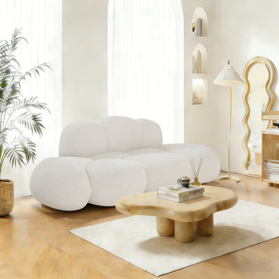 90.5" Compression Cloud Couch, Modern Comfy Upholstered Cloud-Shaped Sofa For Living Room Apartments Bedroom, No Assembly Required