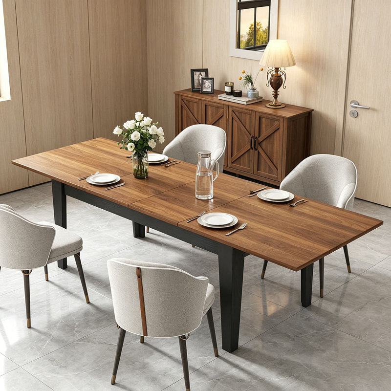 Table de salle à manger, grande table de cuisine extensible de 106,3 po
