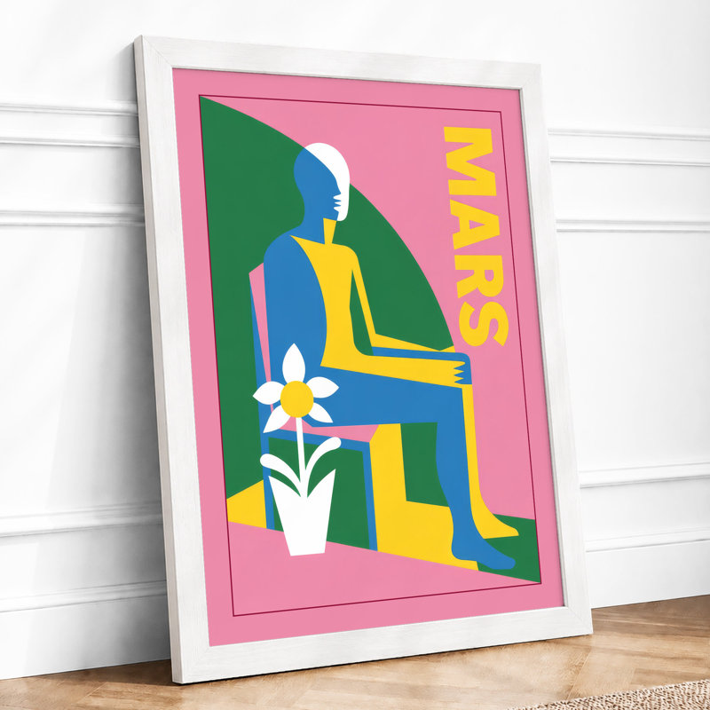 Figure With Flowers Modern - Print, A2 - 59.4 x 42.0 cm, White