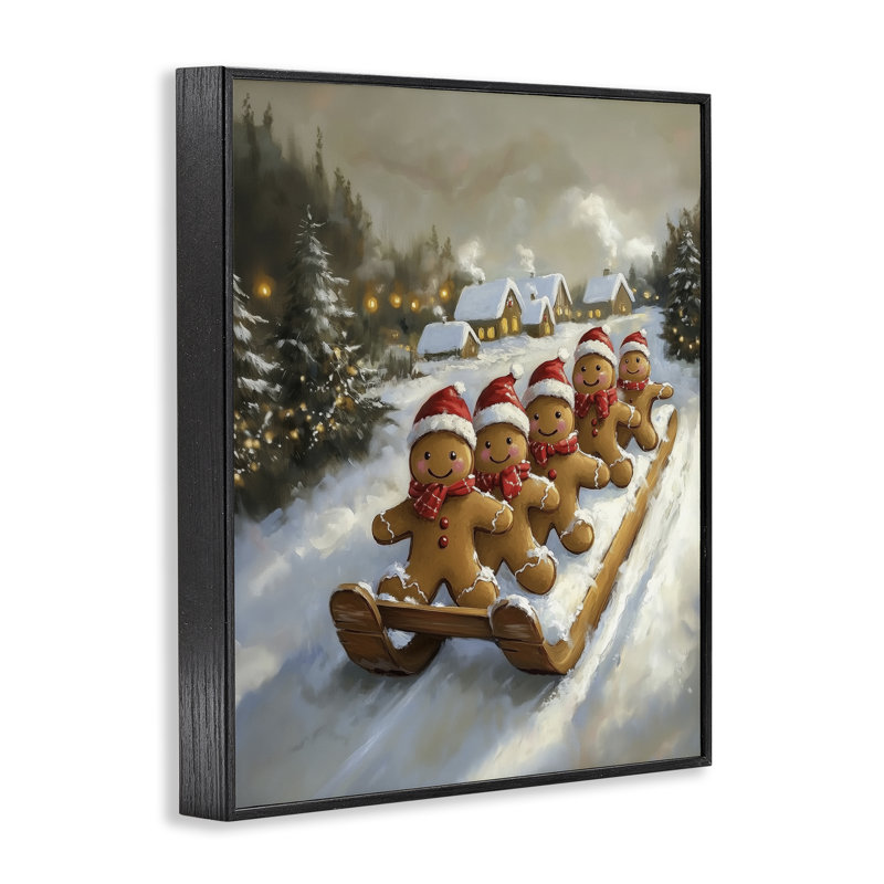 «Gingerbread Snow Day», giclée encadrée, design par Arlington Prints, H 20 po x l 16 po, Giclée encadrée noir minuit