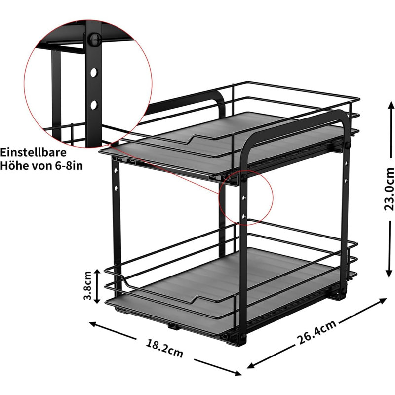 Spice Rack, 23cm H x 18.2cm W x 26.4cm D, Black  