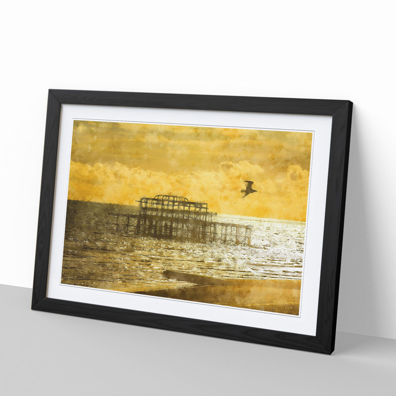Brighton West Pier at Sunset - Picture Frame Painting, 27cm H x 36cm W x 2cm D, Black