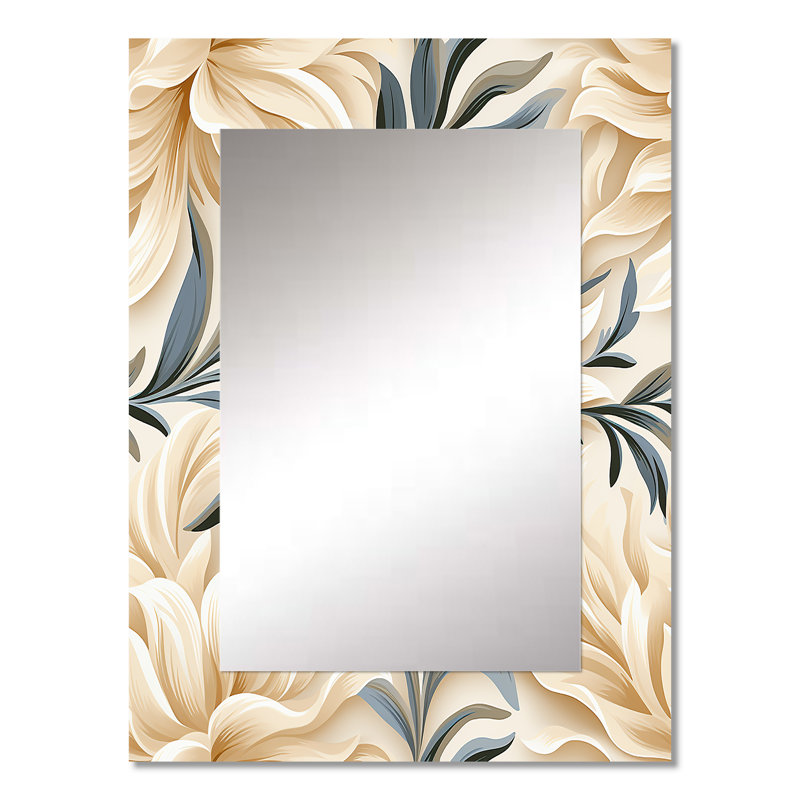 Elie Driftwood Elegance, motif tropical - miroir décoratif tropical, botanique, grand miroir mural floral, impression d'art en métal