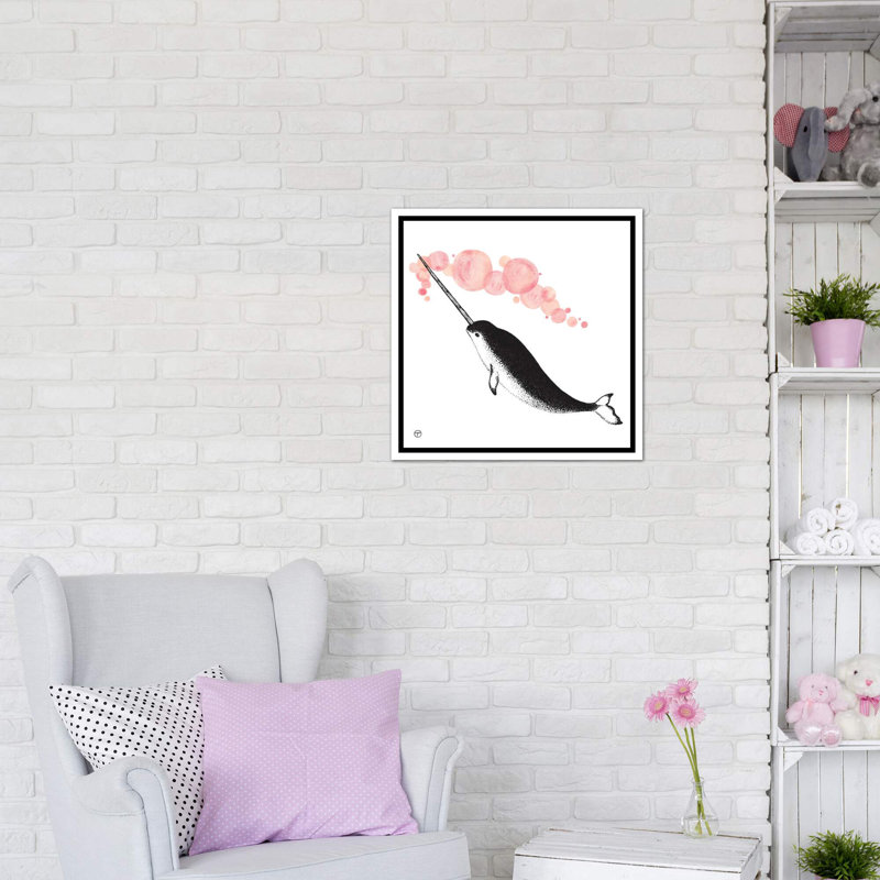 Art papier narwhal, H 18 po x l 18 po x P 1,5 po, Toile blanche encadrée