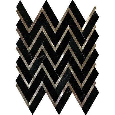 Luna 1 in. x 3 in. Herringbone Polished Marble Tile