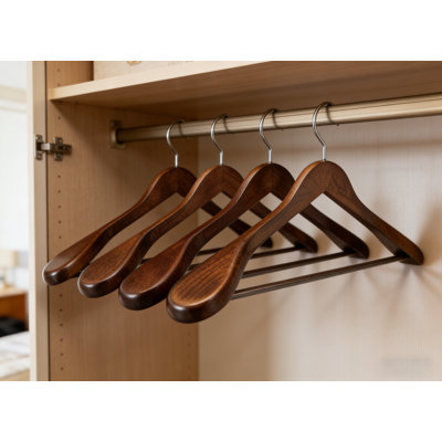 30-Pack Wide-Shoulder Wooden Suit Coat Hanger With Anti-Slip Pants Bar, Solid Wood Jacket Hanger, Smooth Surface, Suitable For Sweaters, Pants, And Heavy Clothing