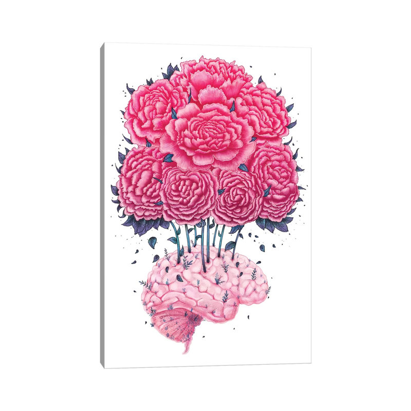 Brain With Peonies by Valeriya Korenkova - Wrapped Canvas Print, 20.32 cm H x 30.48 cm W