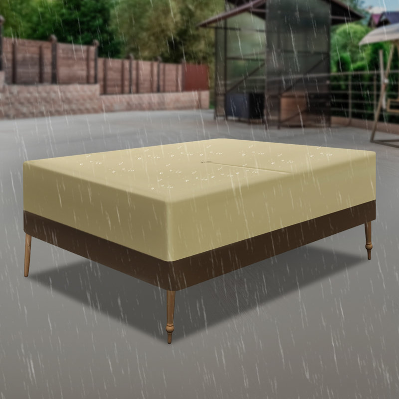 Housse de table pour l'extérieur, ensemble de table et chaises rectangulaire imperméable avec sac de rangement (beige)