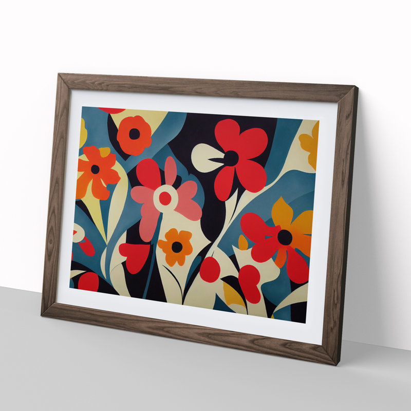 Evolving Abstract Flowers - Framed Print, 34cm H x 46cm W x 2cm D, Walnut