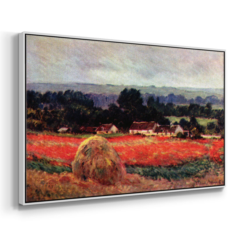 «The Poppy Blumefeld (The Barn)», reproduction sur toile par Claude Monet, H 17 po x l 25 po x P 2 po, Toile avec cadre blanc