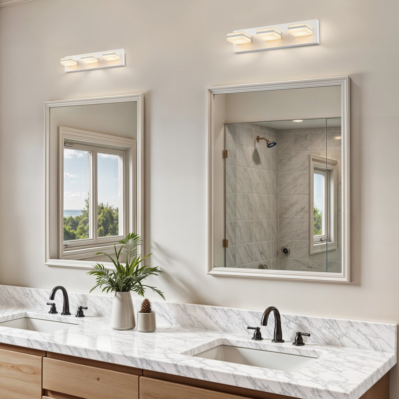 CCT Adjustable Modern LED Vanity Light with Memory Function Rotatable Shades, Chrome, 3