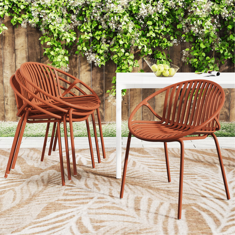 Chaises empilables d'extérieur pour patio, Orange