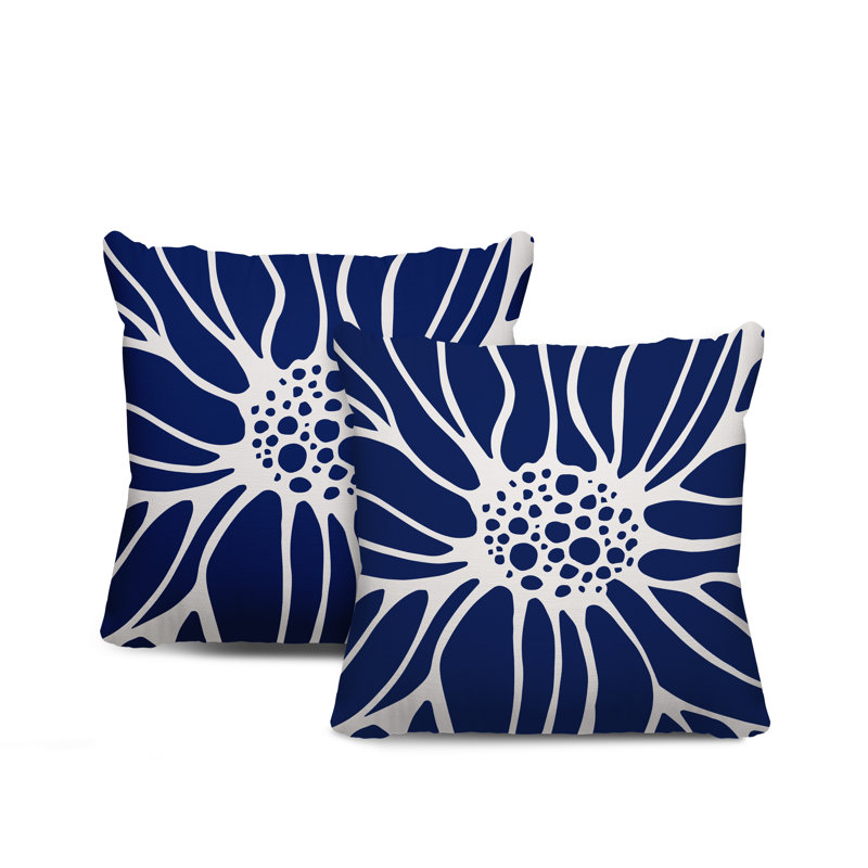 Housse et insert de coussin décoratif intérieur / extérieur en mélange de polyester, L 17 po x H 17 po, Bleu marine