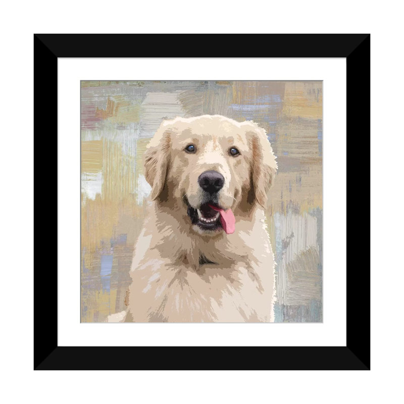 " Golden Retriever " by Keri Rodgers, 16" H x 16" W x 1" D, Black Framed Fine Art Paper, White