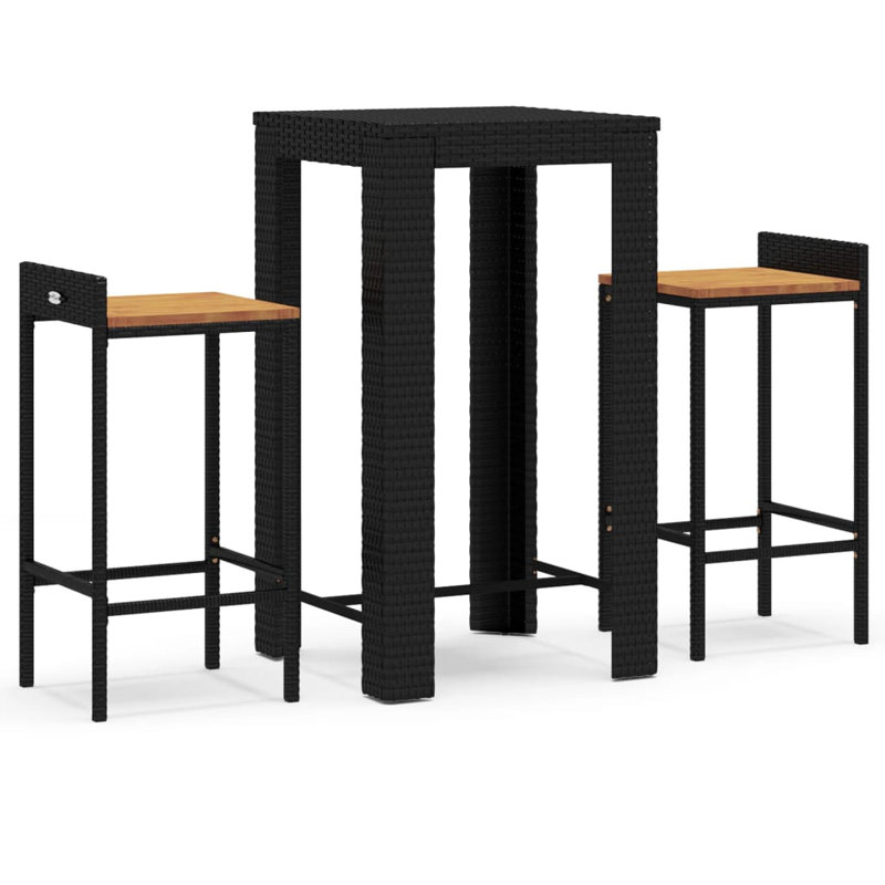 Laresca 40cm Solid Wood Bar Set, Black