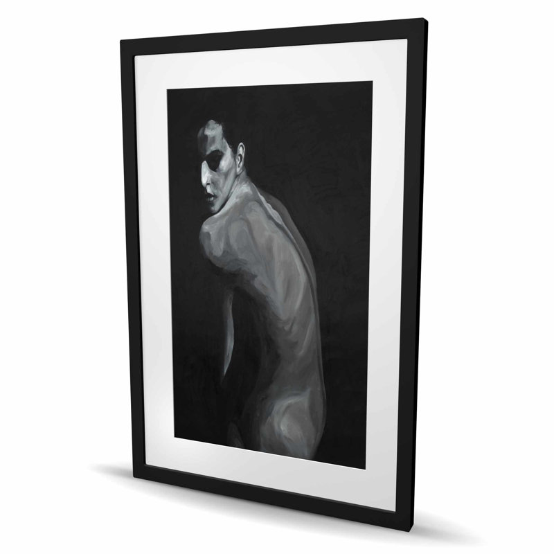 Dénudé - imprimé mat noir et blanc encadré pour la décoration intérieure, H 36 po x l 24 po, Noir