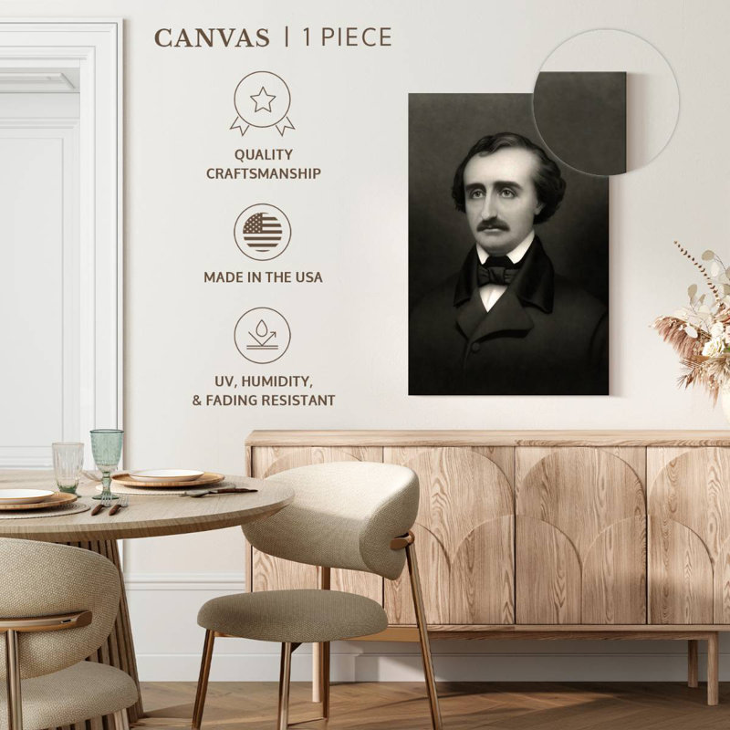 Portrait de l'écrivain Edgar Allan Poe, H 30 po x l 20 po