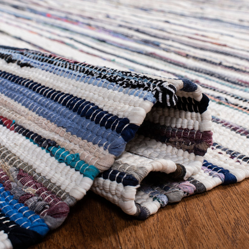 Burnett Rug Hand Woven Cotton Striped Rug, Rectangle 2'6" x 4'