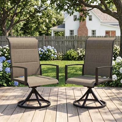 360°Swivel Padded Textilene Patio Chair