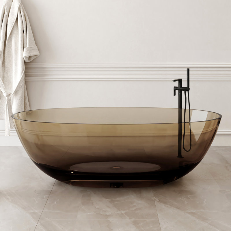 Forma 71'' Freestanding Tub Solid Surface Freestanding Soaking Bathtub Transparent, Brown