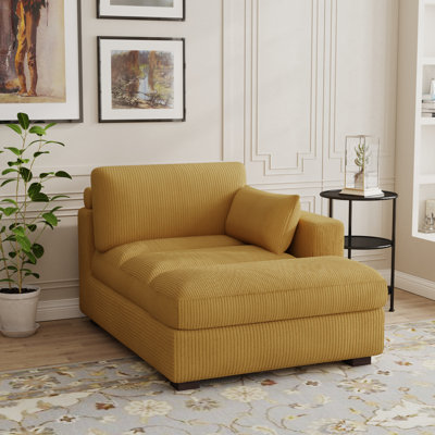 Stoneville 42" W Upholstered Chaise Lounge with Pillow and Solid Wood Leg