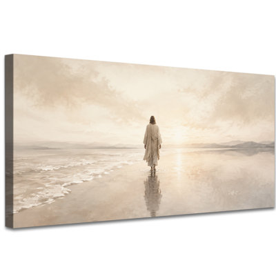 «Jesus marchant sur l'eau», art mural neutre sur toile pour la chambre à coucher ou la salle de prière, impression sur toile tendue avec châssis, prête à être accrochée, (30 po x 60 po)