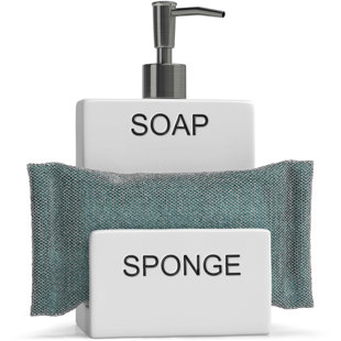Frifoho Marbled Pattern Resin Dish Soap Dispenser With Sponge