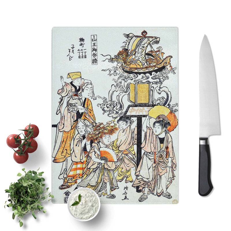 Tempered Glass Kodomo Mando by Torii Kiyonaga Chopping Board, 20 cm x 28.5 cm