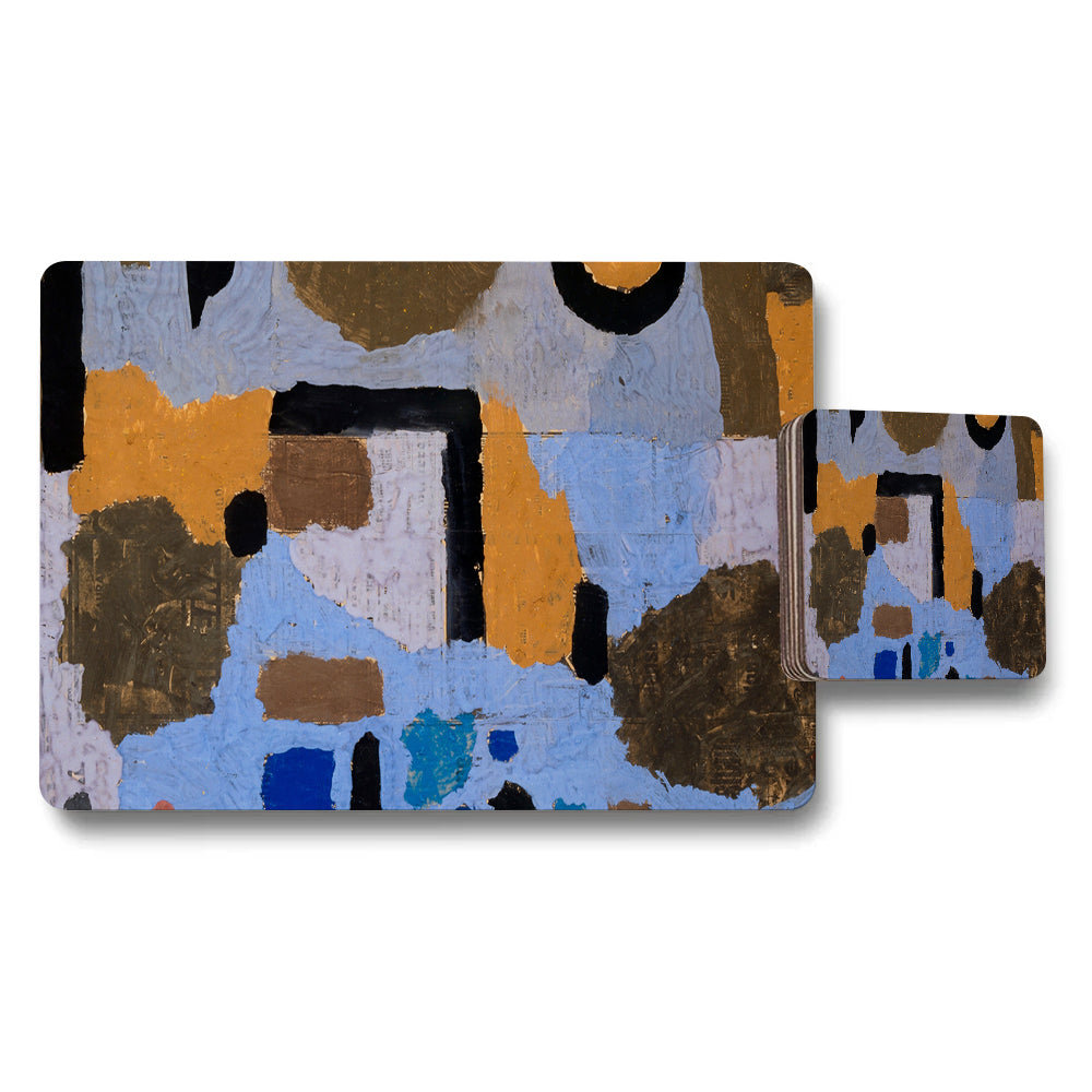 Abstract Art Placemats And Coaster Set Multicolor Geometric Pattern