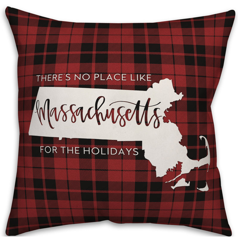  Coussin décoratif Il n'y a pas de place comme chez-soi pour les fêtes, 20 po X 20 po, Massachusetts
